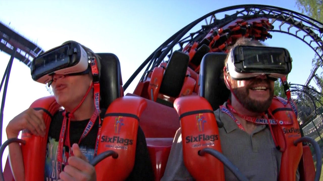 Rage of the Gargoyles front seat on-ride reverse ridercam HD POV Six Flags Great America