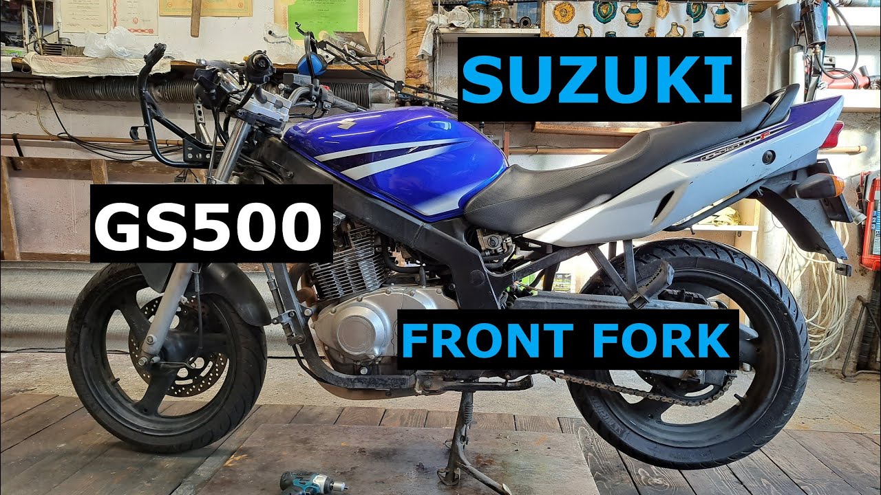 Ремонт передней вилки Suzuki GS500, снятие переднего колеса / Ремонт передней вилки GS500, масло ...