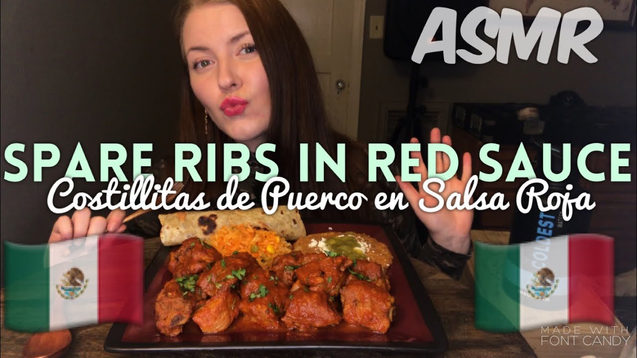 SPARE RIBS IN RED SAUCE ~ ASMR MUKBANG Relaxing Eating Sounds