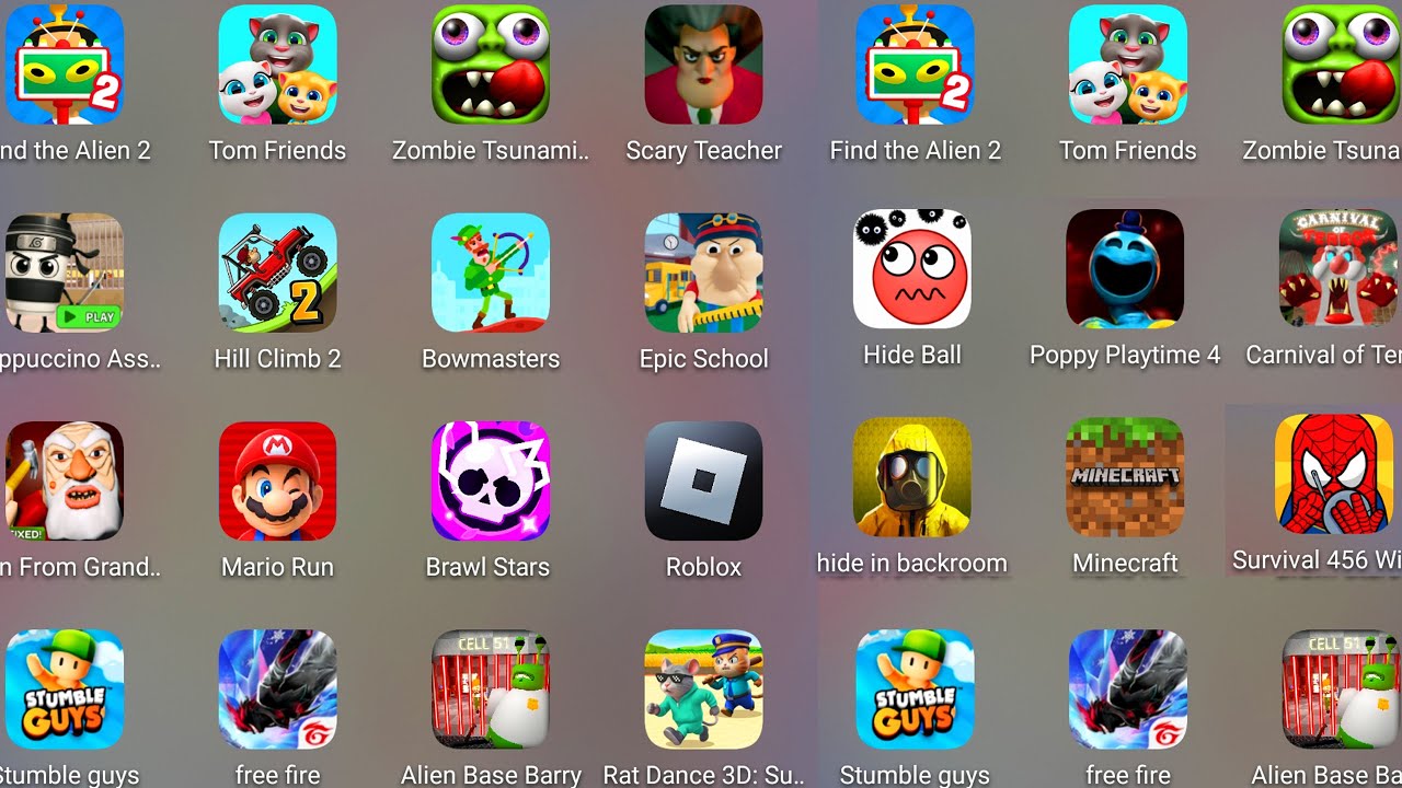 Roblox,EPIC SCHOOL ESCAPE!,Alien Base Barry,Poppy Playtime 4,Stumble Guys,Carnival Of Terror........