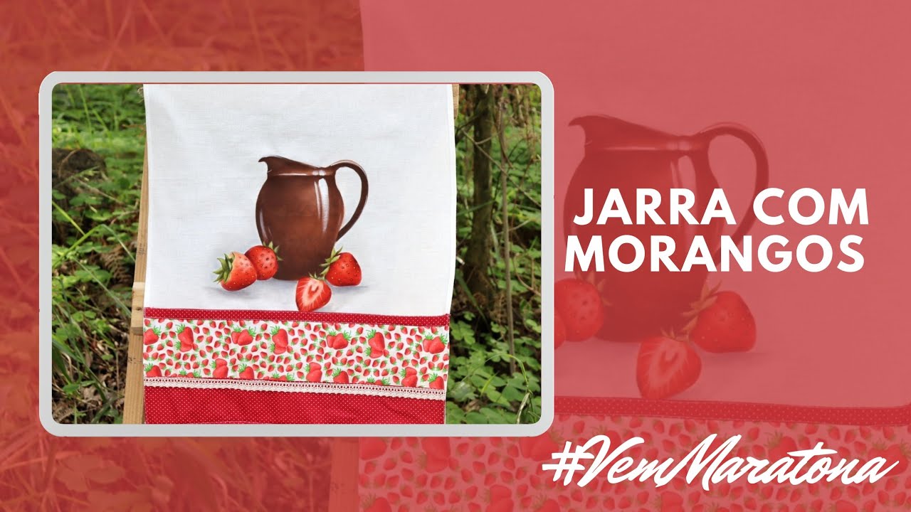Pintura Em Tecido - Jarra Com Morangos