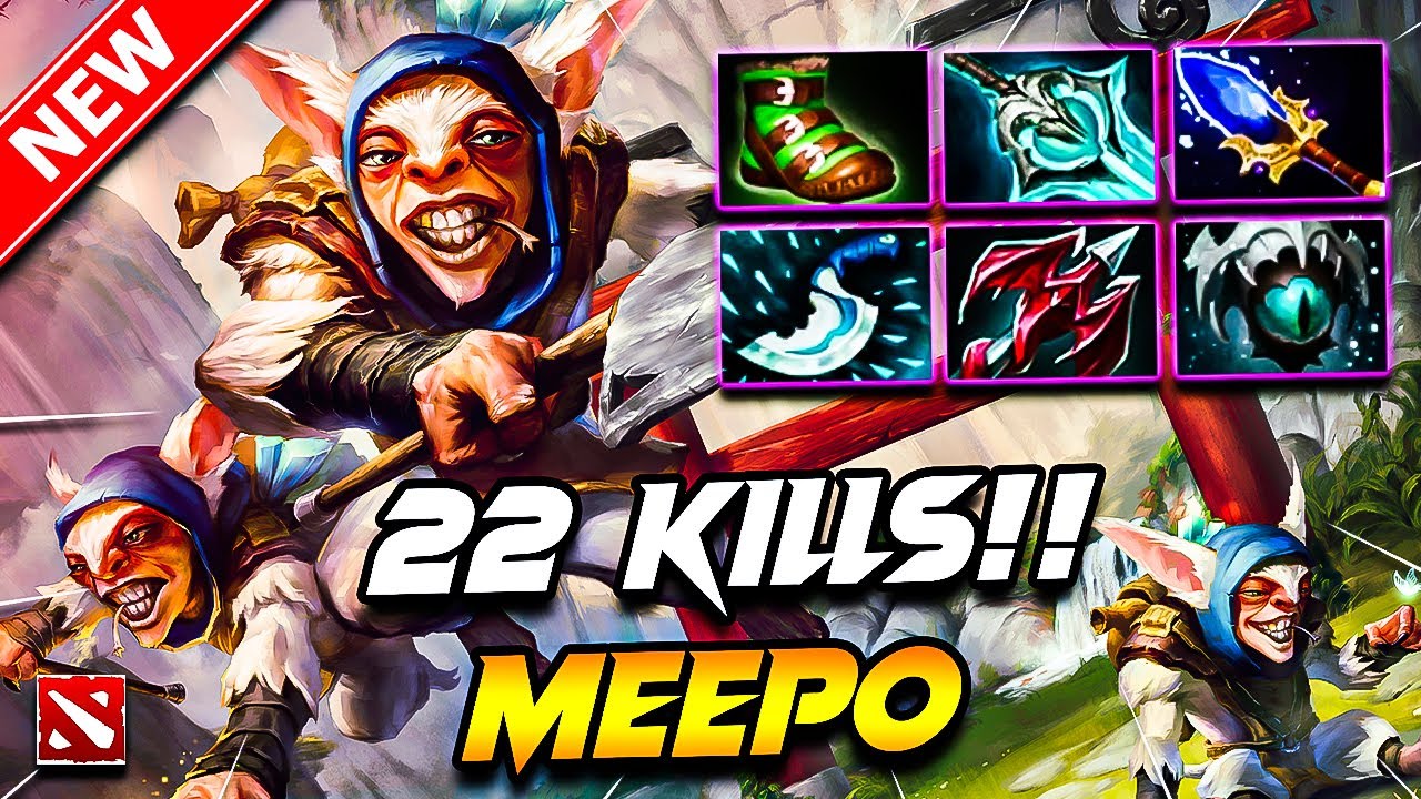 Dota 2 MEEPO Gameplay | x22 Kills! MEEPO DOTA 2 Gameplay | Meepo Carry Build Pro Gameplay Guide 7.39