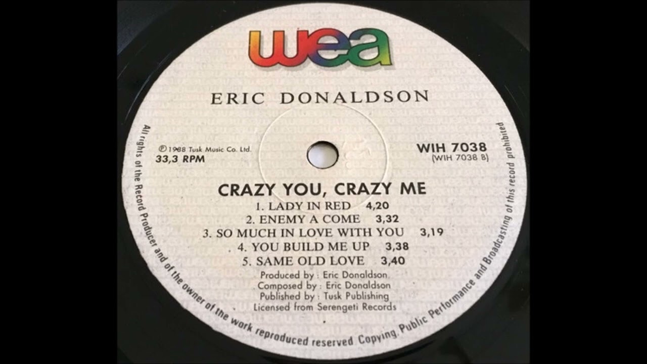 Eric Donaldson - You Build Me Up - LP Wea Intl 1988 - BIG TUNE !