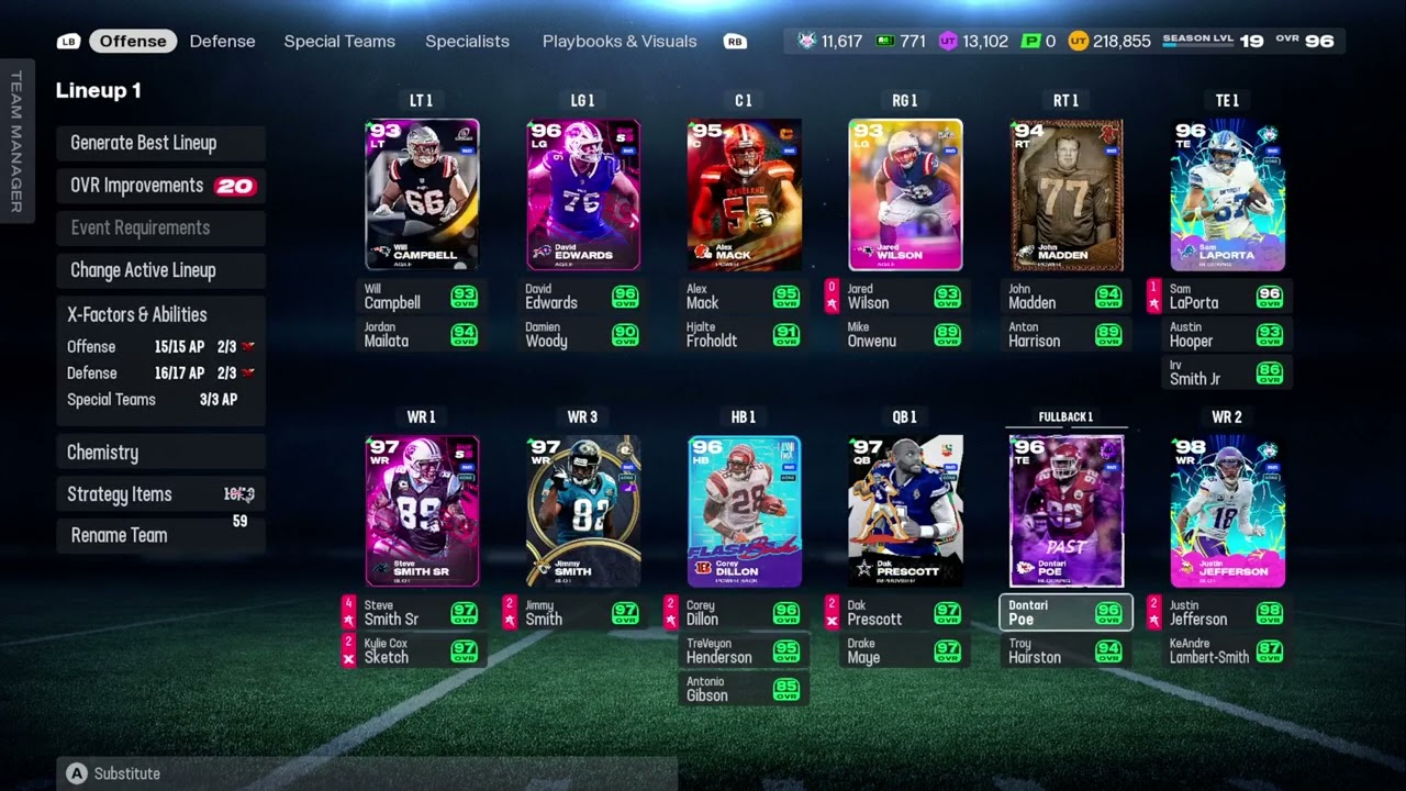 Madden 26-Season 6  96 overall Level 19 New England Patriots Theme Team Genki Force Theme Team 59/23