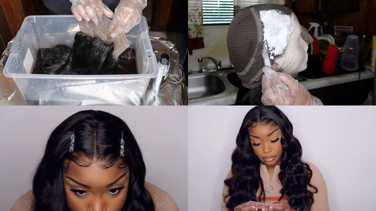 OMG WHAT LACE !? | TINT, BLEACH KNOTS + DYE HAIR JET BLACK USING WATER!!!! | TINASHE HAIR