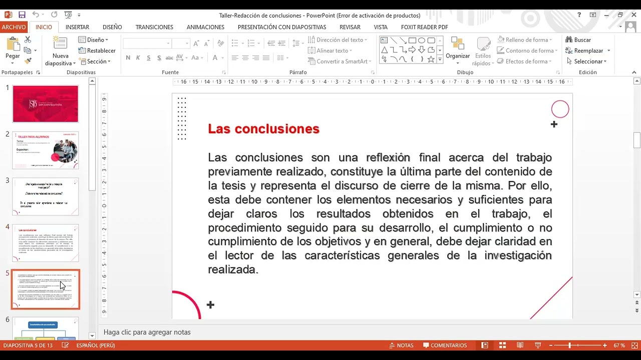 Redaccion de conclusiones en investigaciones de caracter cientifico