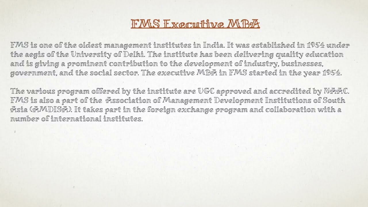 FMS Executive MBA