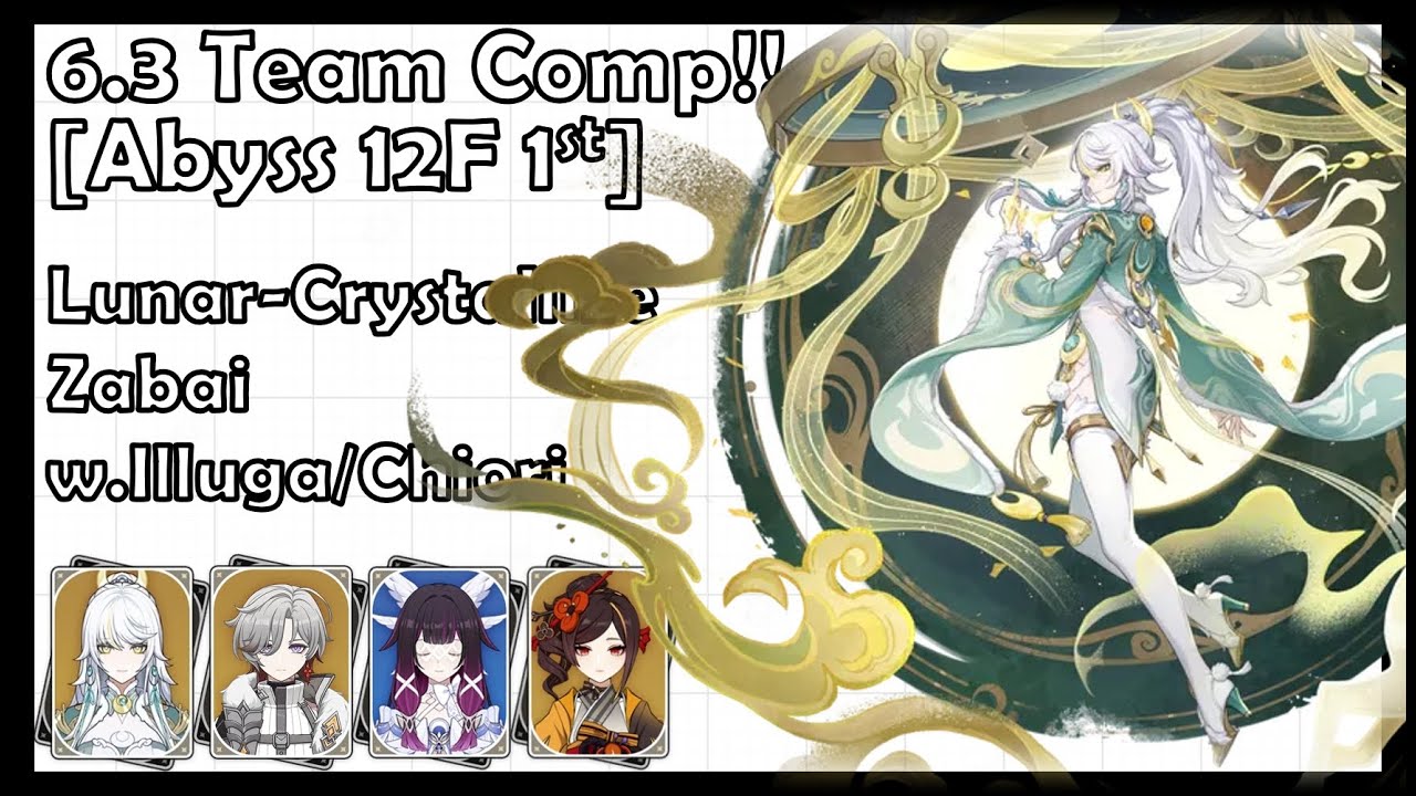 Lunar-Crystallize Zabai w.Illuga/Chiori | 6.3 Team comp - Abyss 12F First Half [Genshin impact]