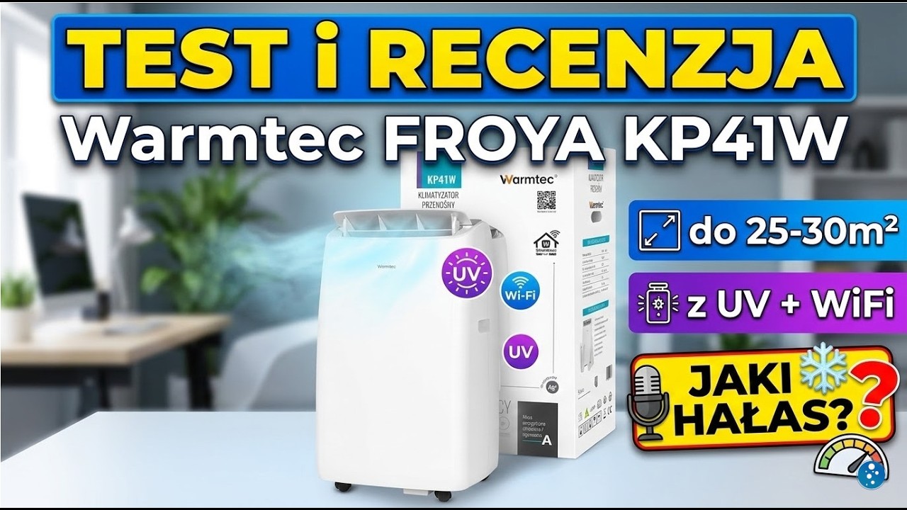 🆃🅴🆂🆃 i recenzja klimatyzacji przenośnej do 35-40m2 Warmtec FROYA 🅺🅿4️⃣1️⃣🆆 z UV WiFi | Jaki hałas?❄️