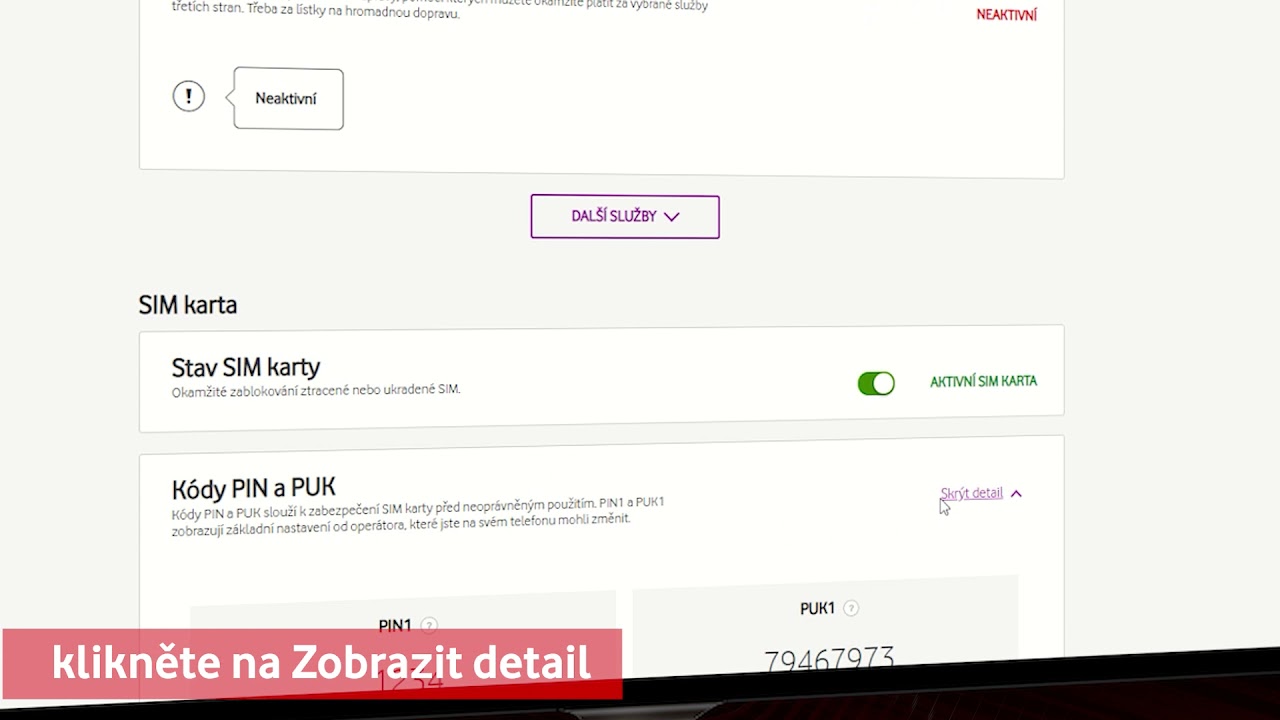 Návod: Uživatelská samoobsluha – Dohledání PINu a PUKu