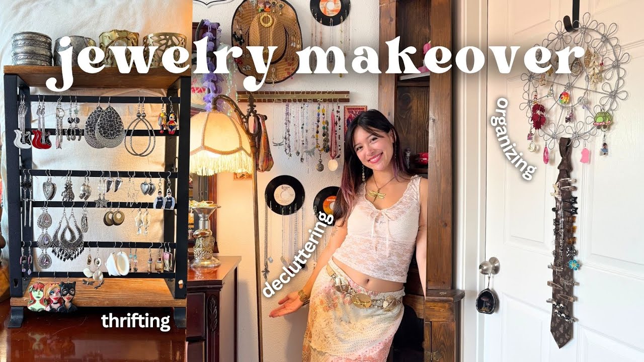 AESTHETIC JEWELRY MAKEOVER! thrifting storage, decluttering, and organizing (pinterest-inspired)