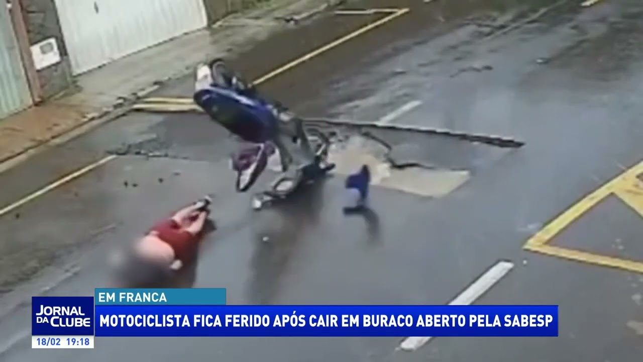 Motociclista fica ferido após cair em buraco aberto pela SABESP - Jornal da Clube 2ª Ed.(18/02/2026)