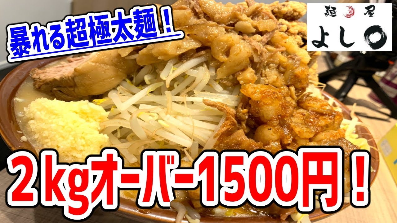 【大食い】巨大唐揚げに背脂、ニンニク、チャーシュー、牛ホルモン、もやし1kg！てんこ盛り二郎系ラーメンが破格だった！【麺屋よし○/立川】