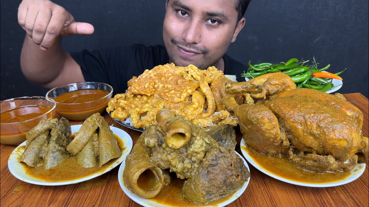 EATING MUTTON FATT CURRY ,MUTTIN LIVER CURRY ,WHOLE CHICKEN CURRY ,CHILLIS & RICE | ASMR MUKBANG