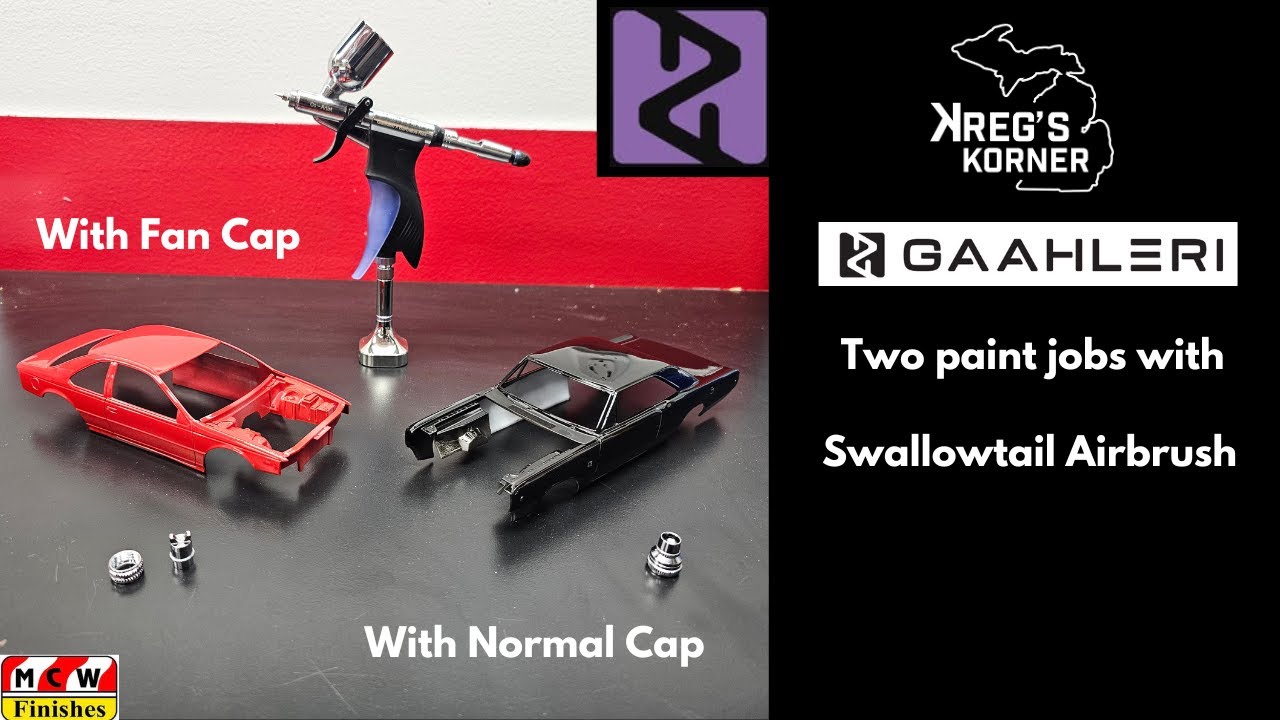 Аэрограф Gaahleri ​​Swallowtail, стандартная крышка против веерной. #modelcars #gaahleri ​​#mcw