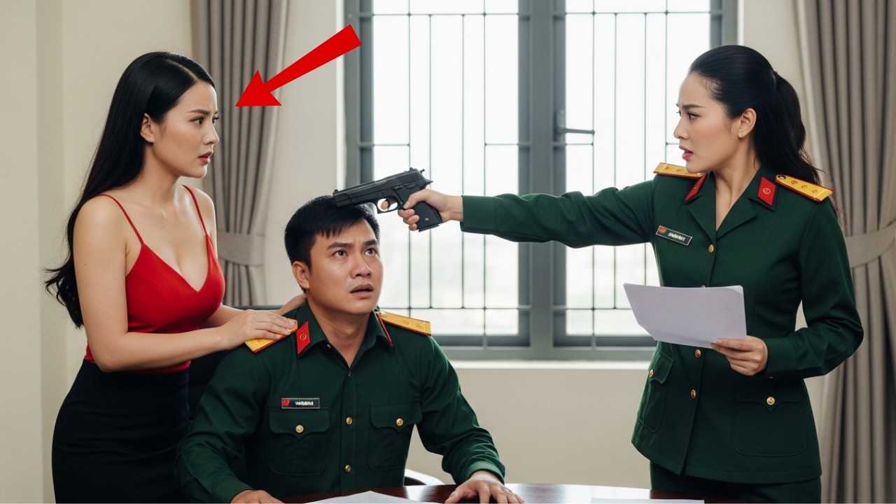 Ép Vợ Quỳ Ký Ly Hôn Trước Mặt Bồ Trong Phòng Họp–Thiếu Tá Chưa Kịp Cười, 1P Sau Vợ Rút Súng Chĩa