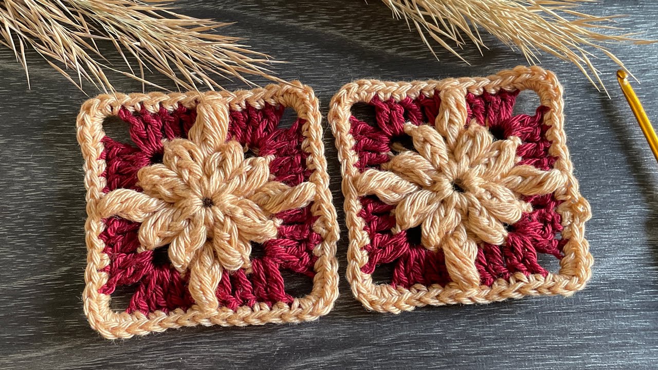 Crochet bubble drops flower granny square | how to crochet a motif