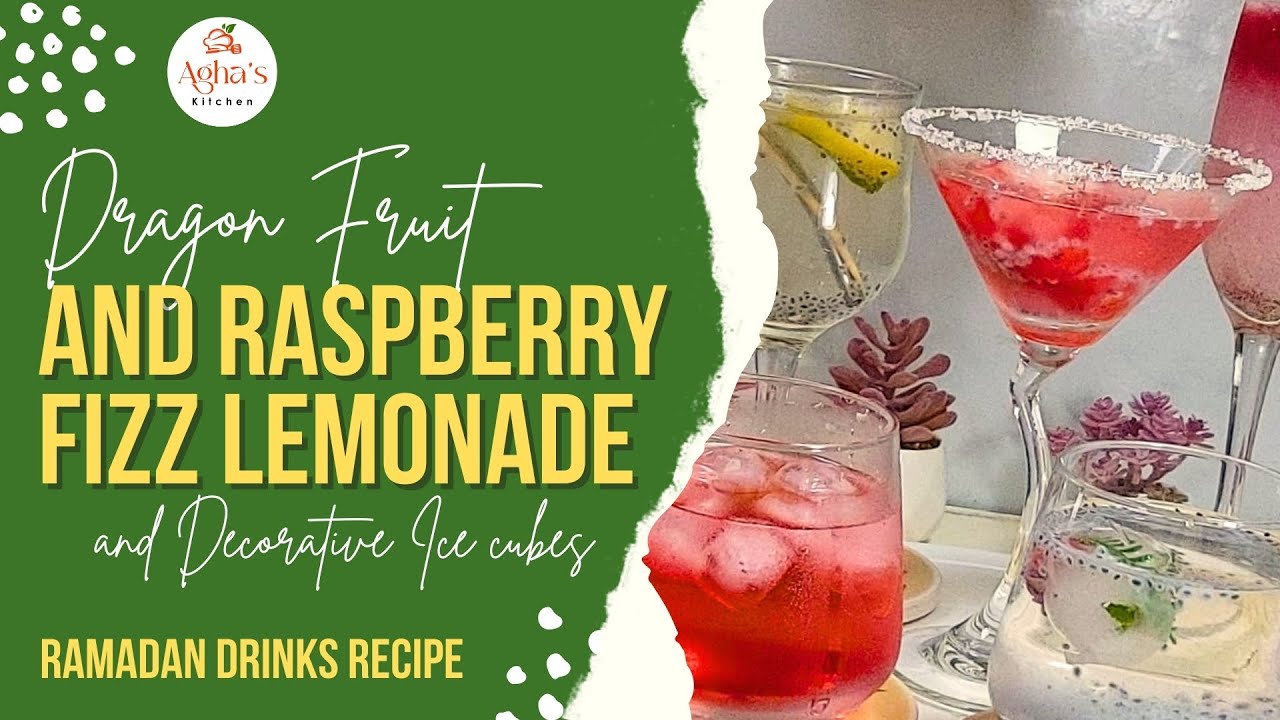 Dragon Fruit & Raspberry Fizz Lemonade & Decorative Ice cubes | Ramadan Drinks Recipe #aghaskitchen