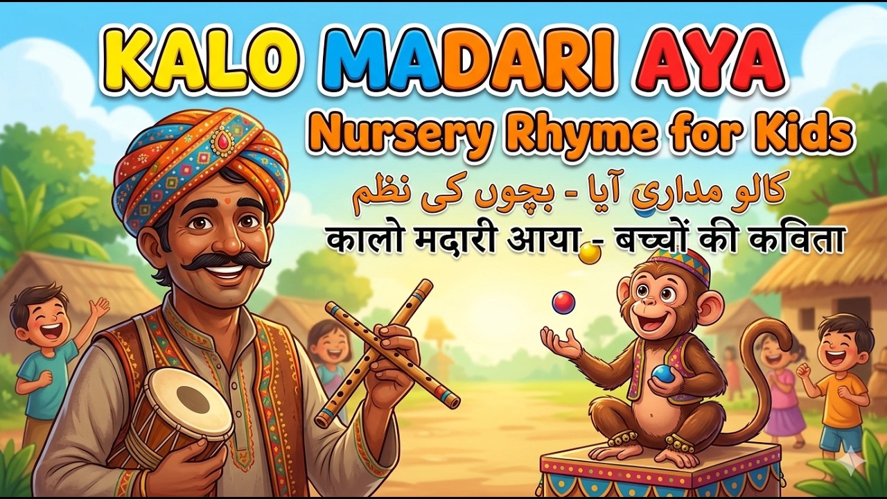 Kalo Madari Aya Nursery Rhyme  poem for kids Urdu Hindi Rhyme Poem#aivideo #poem #rhymes