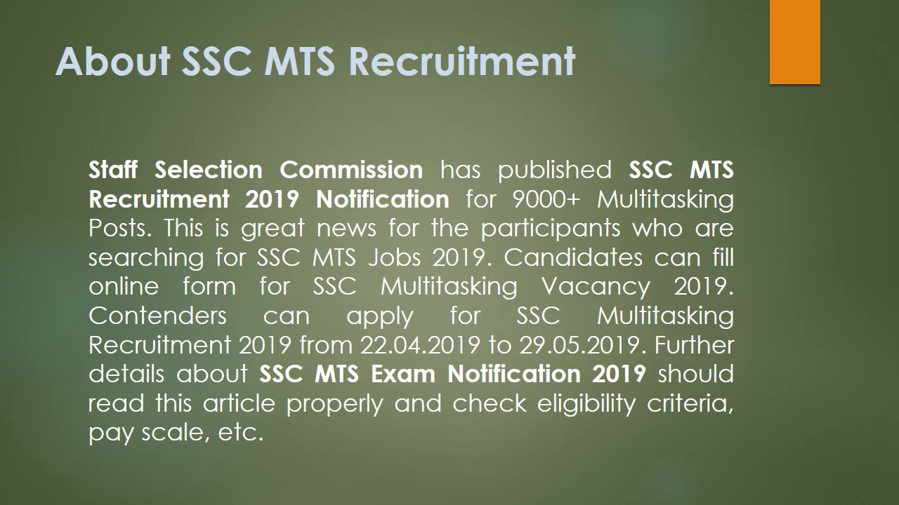 SSC MTS Recruitment 2019 Notification PDF- Online Form, Age, Salary