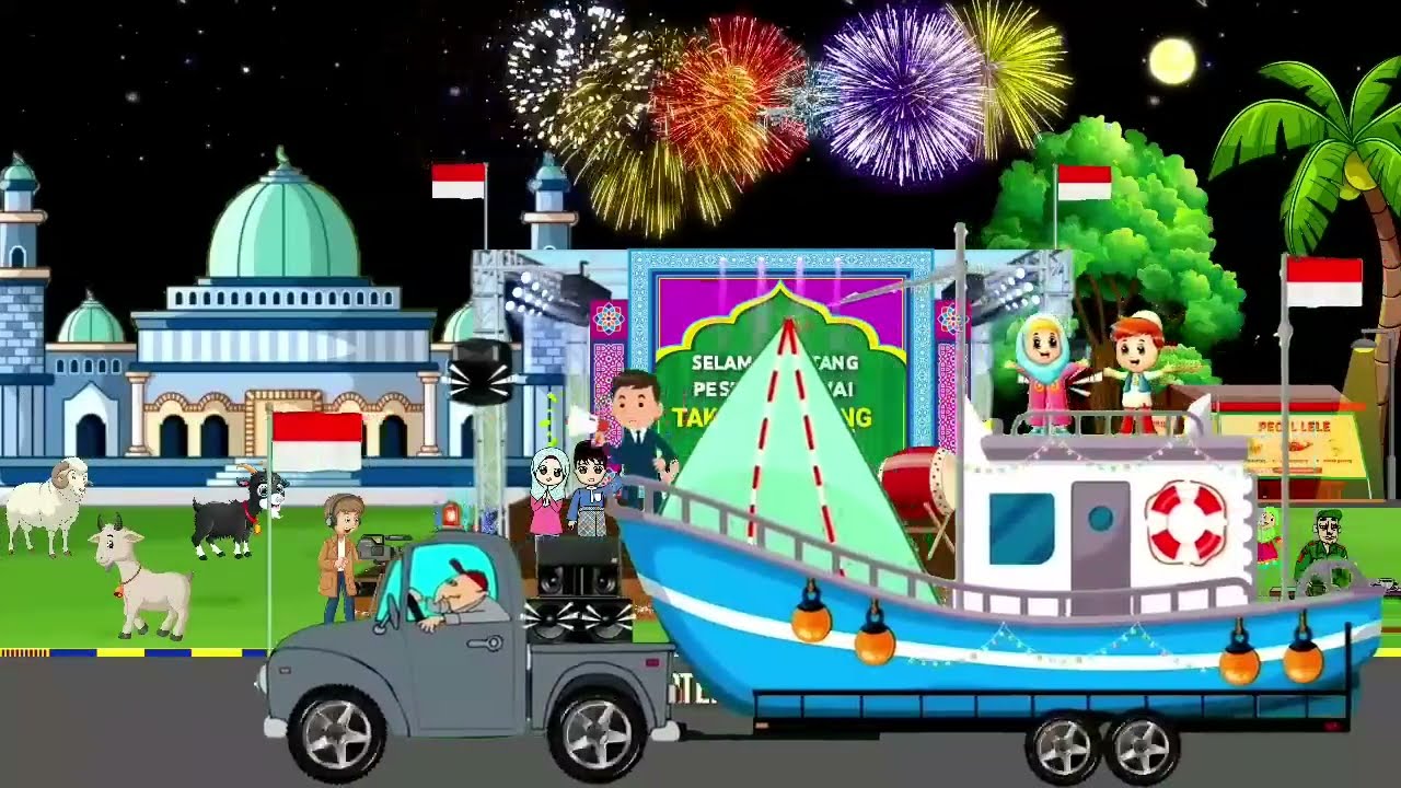 Wow!! Pesta kembang api ramaikan pawai takbir keliling idul adha 2022