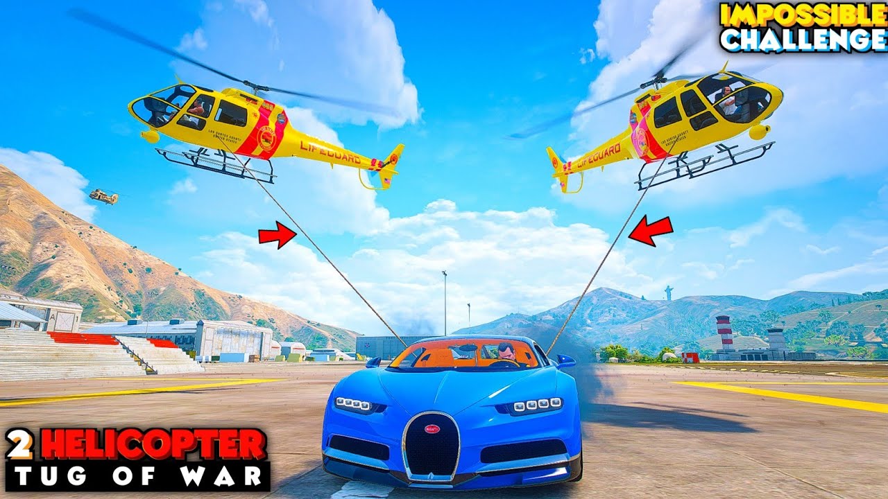 GTA 5: Super Power Cars Vs 2 Helicopter🚁 Crazy Tug Of War Challenge 🔥!GTA 5 MODS!