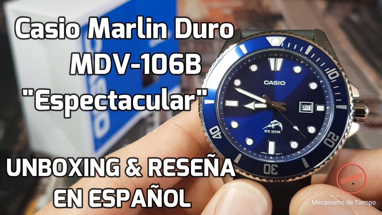 Casio Marlin Duro MDV-106B Carátula Azul,  Unboxing y Reseña en español. Un reloj espectacular.