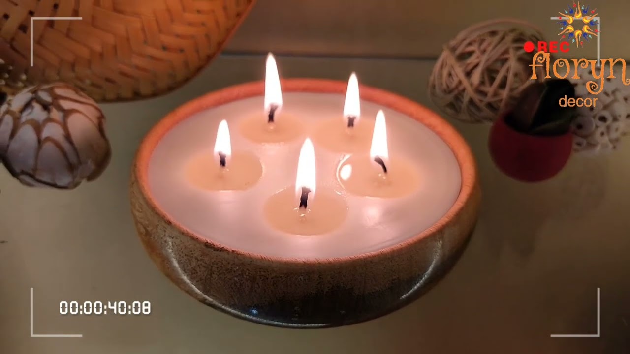 Multi-Wick Wooden URLI Candles | Multiple Wick Natural Wax Urli Candle  (Brown, Pack of 1)