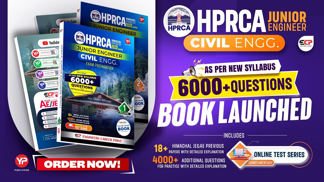 6000+ Tech Questions Dedicated Book for HPRCA JE Civil exam preparation launched, Order Now!