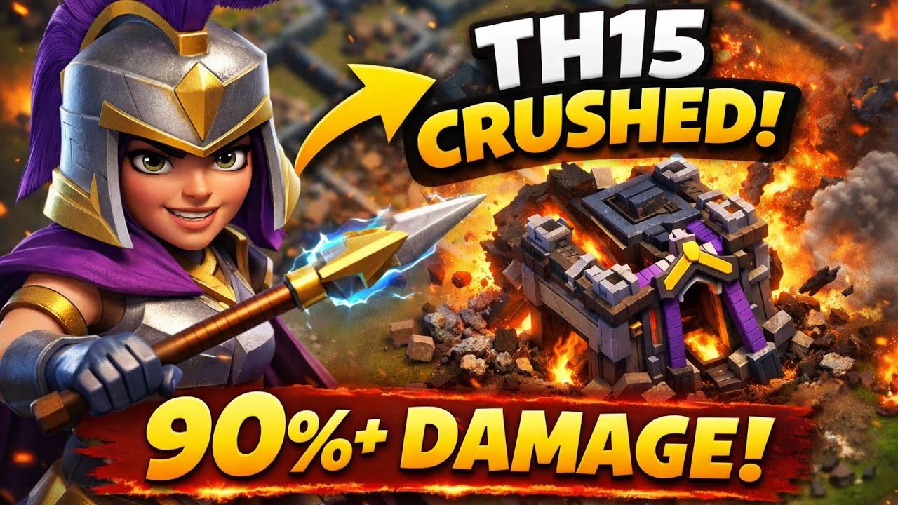 Royal Champion Destroyed TH15 😳 | 90%+ Damage |#clashofclans #th15 #royalchampion 