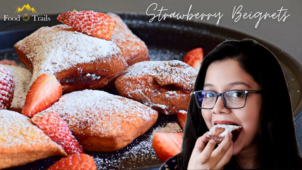Indian Girl Makes Beignets from Scratch with Strawberry Filling | Delicious French Pastry & Dessert