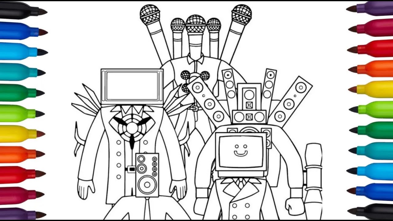 Skibidi Toilet - TITAN SPEAKERMAN & TITAN TV MAN Coloring Pages | Microphone Mecha Boss | NCS #6888
