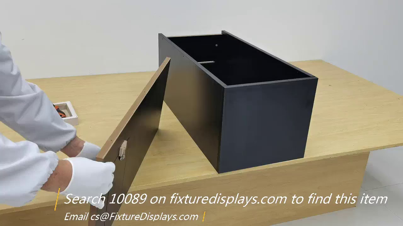 10089 Black Wood Donation Stand Box Church Charity Collection Airport Ballot Box FixtureDisplays Ins