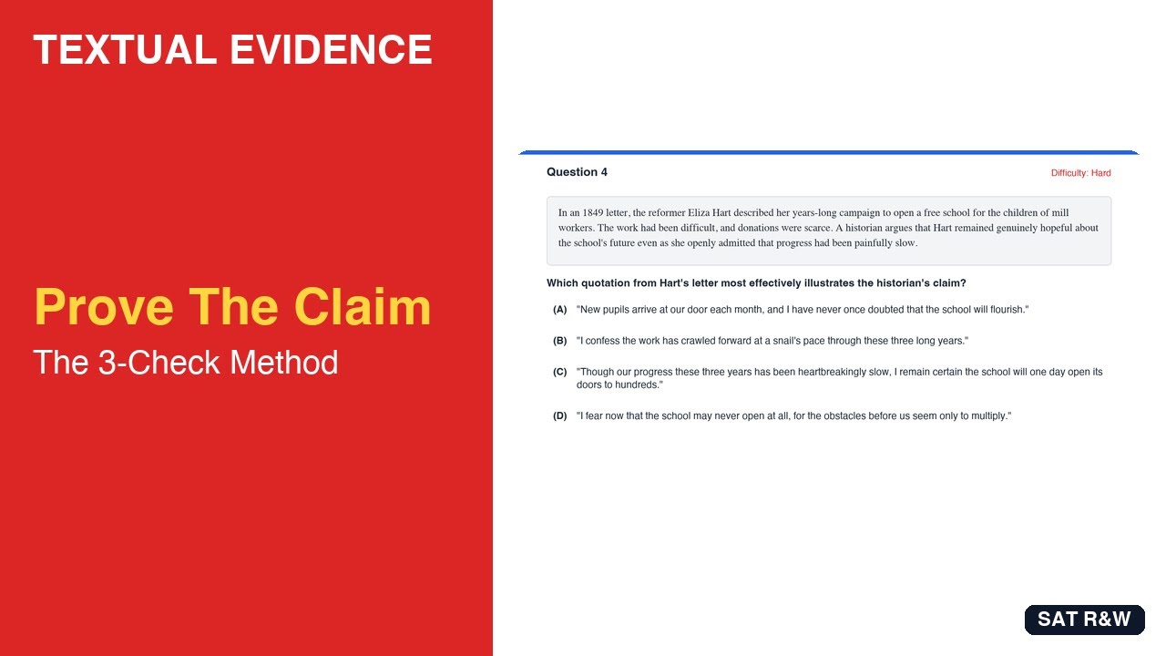 SAT Evidence Questions &mdash; Match the Quote to the Claim