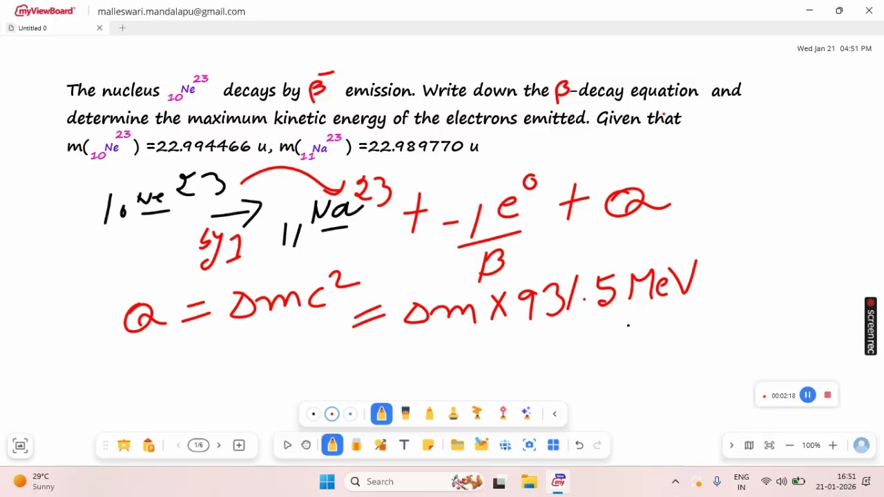 Energy released in Ne nucleus by Beta emission | Nuclear Physics for JEE Mains &  EAMCET aspirants