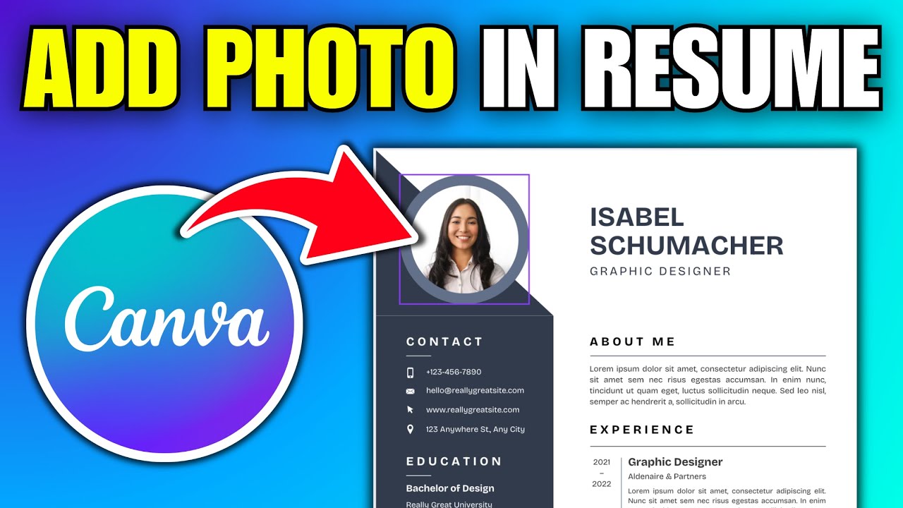 Как добавить фотографию в шаблон резюме Canva