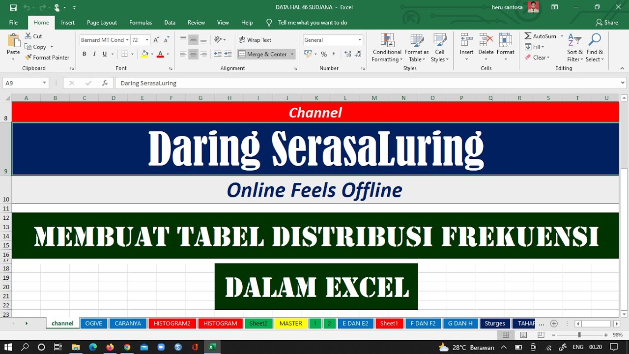 MEMBUAT TABEL DISTRIBUSI FREKUENSI DALAM EXCEL