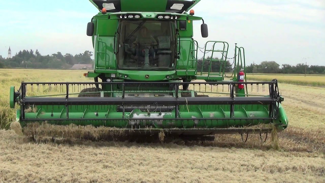 Mietitura Riso 2013. John Deere S670i, 622R (Rice Combine Version)