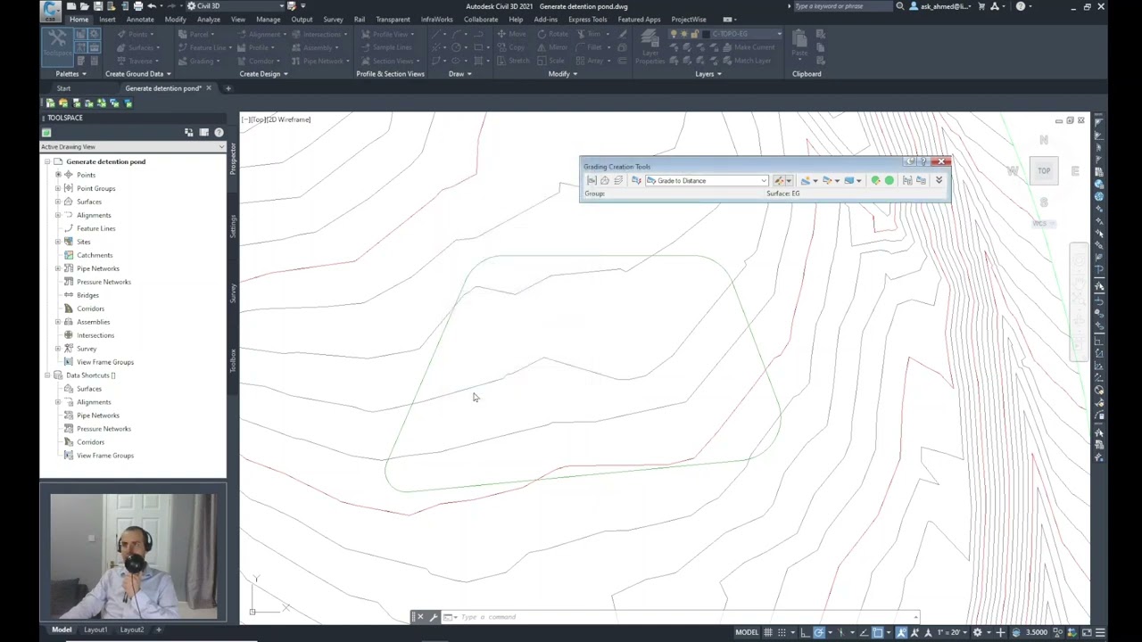 Create Detention Ponds using grading in Civil 3D