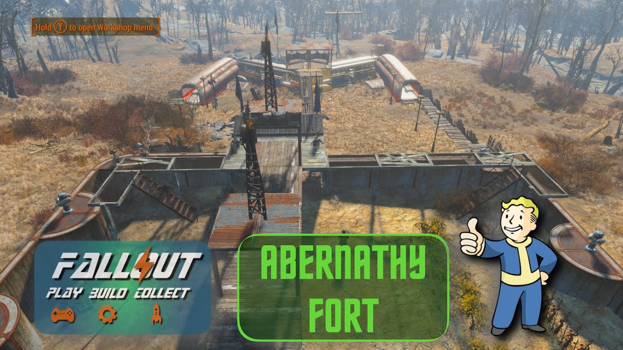 Fallout 4 Abernathy Farm Fort. No mods settlement tour with role-playing elements.