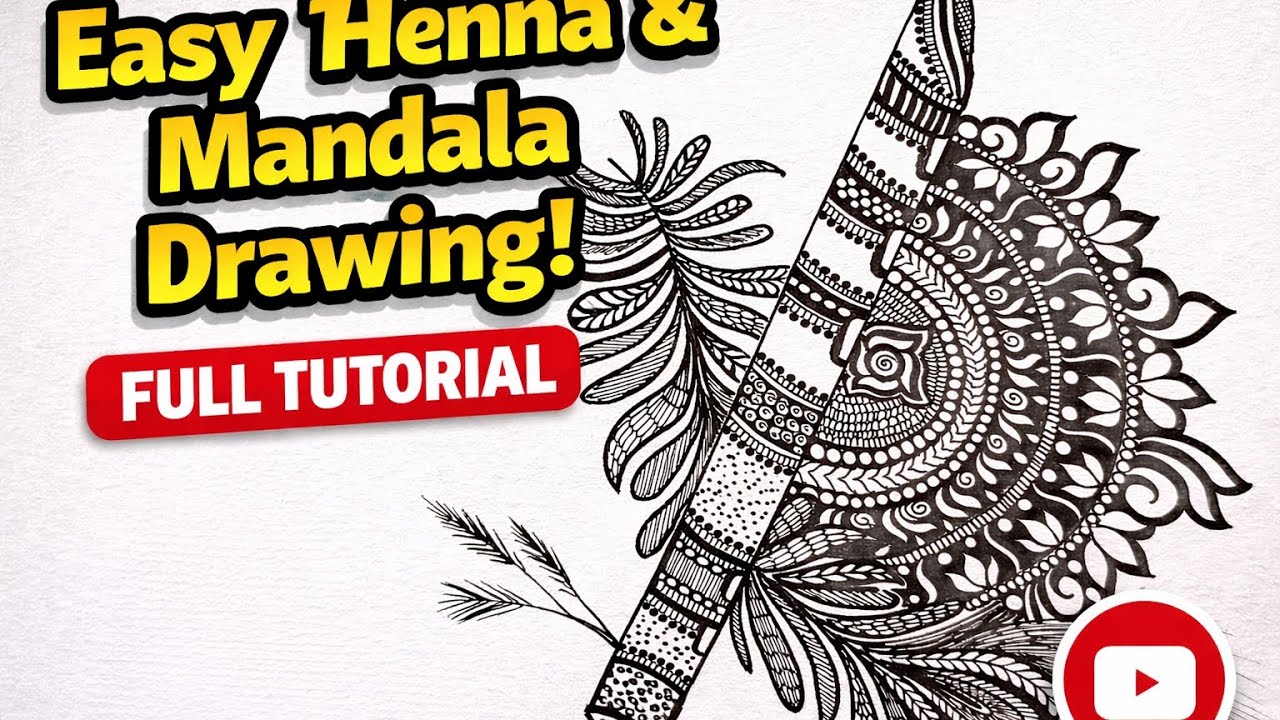 Easy heena and mandla drawing #mehndi #trending #mandla #poster #making #compitition 