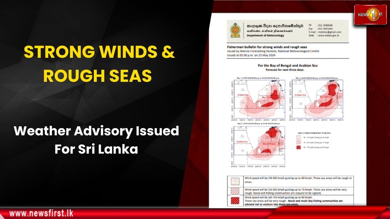 STRONG WINDS & ROUGH SEAS: Weather Advisory Issued For Sri Lanka