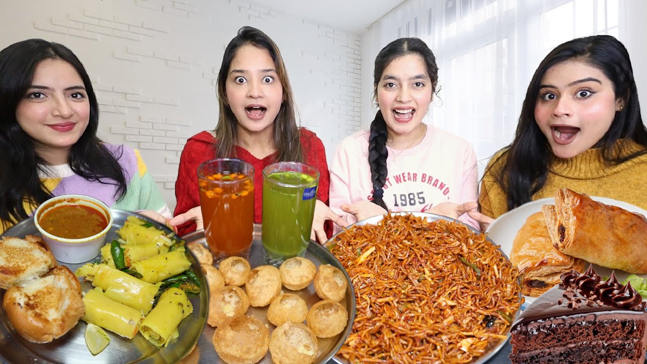 Re-Arrange the Song Lyrics Food Eating Challenge | Golgappa, Spicy Chow Mein, Pastry Food Challenge