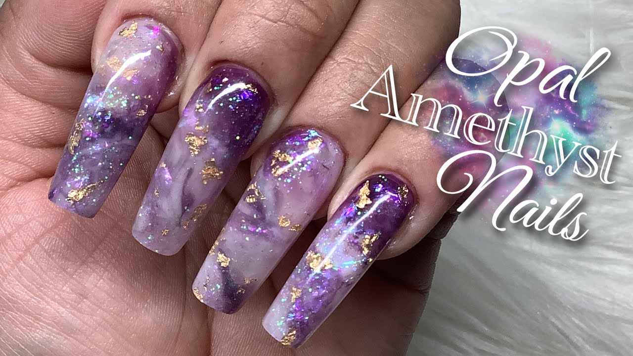 Watch Me Do My Nails | Builder Gel Nails Tutorial | Opal Amethyst Crystal Nail Design