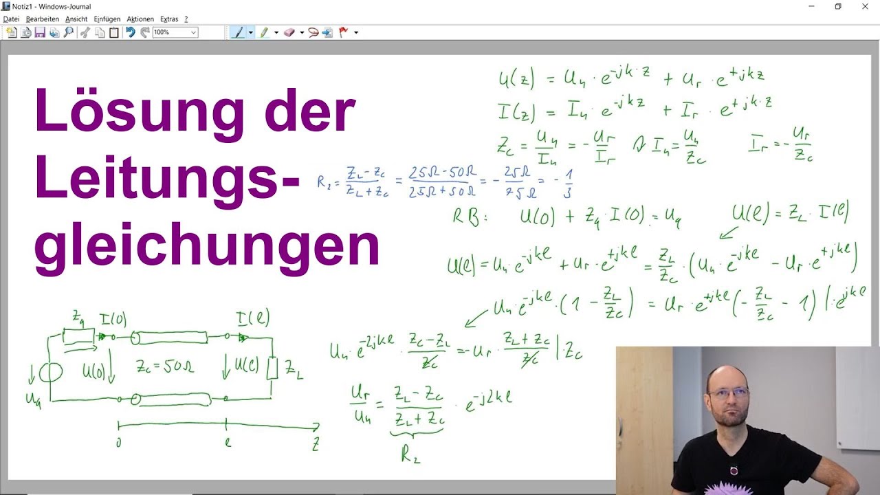 Leitungstheorie-Lösung der EMV-Aufgabe 6 zur Berechnung einer Übertragungsleitung im Frequenzbereich