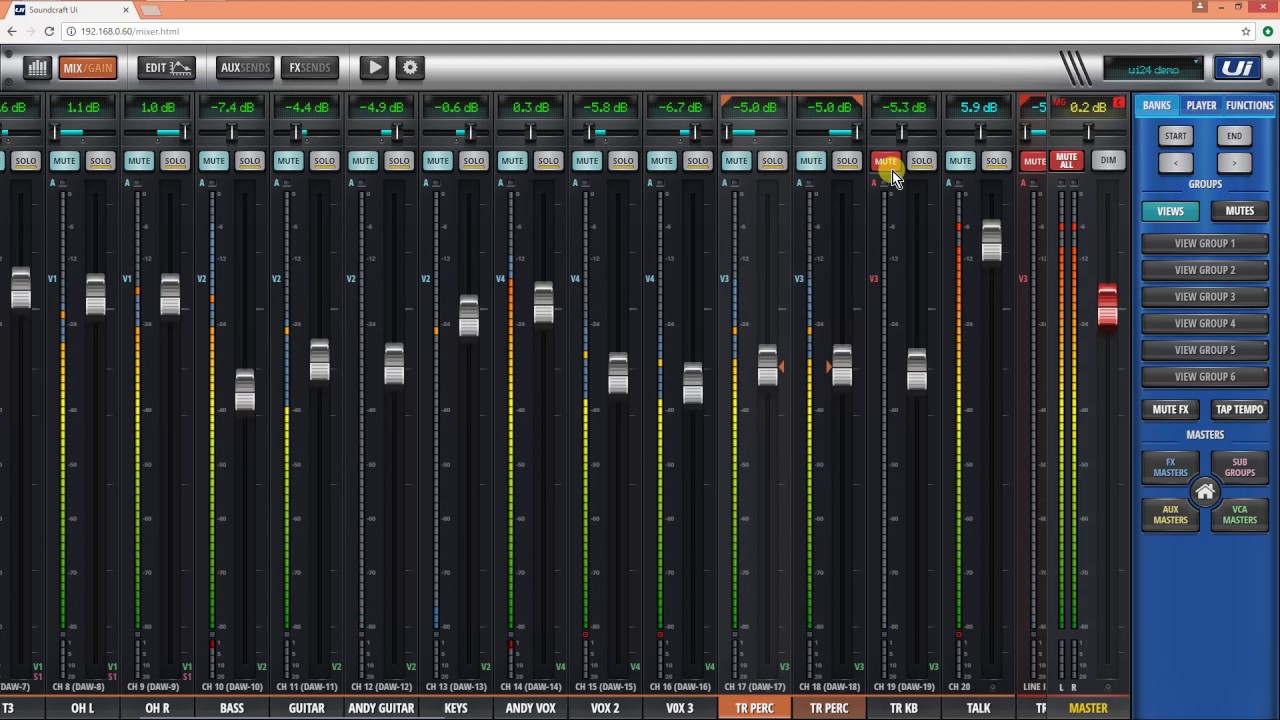 Soundcraft Ui24R Полная сессия микширования