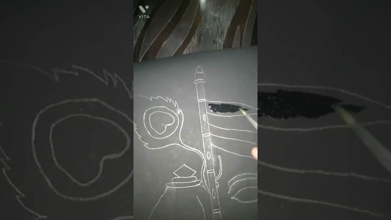best Krishna painting on black paper. Please support me 🥺🥺🥺 Part 1 