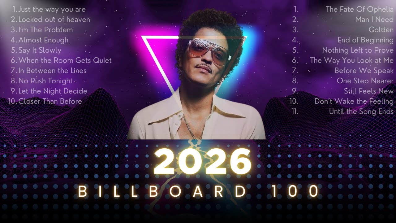 Bruno Mars, Ed Sheeran, Lady Gaga, Taylor Swift, Olivia Dean, Billie Eilish | Billboard Top 100