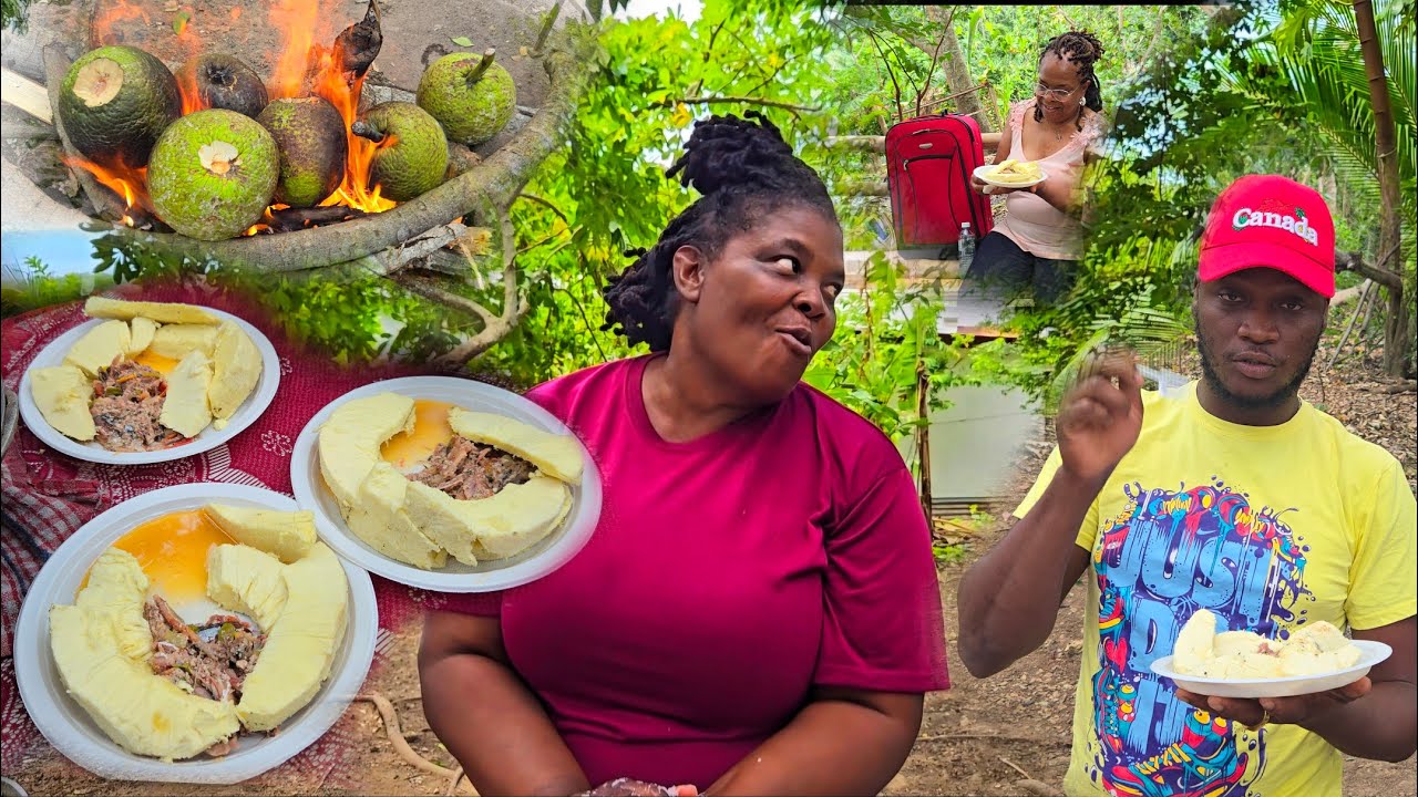 Our Guests Came All The Way From Canada To Enjoy Coconut RunDown|Salt Mackerel & Roast Breadfruit