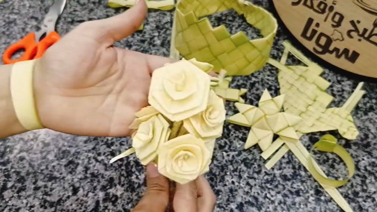 بوكية ورد بسعف النخيل, بطريقة سهلة وبسيطة احتفالا بأحد الشعانين  Palm shapes #مطبخ_وأفكار_سونا